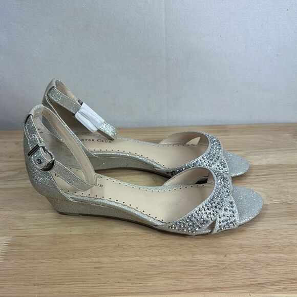 Charter Club Gippi Silver Sparkle Wedge Sandals size 6.5M - Picture 1 of 13